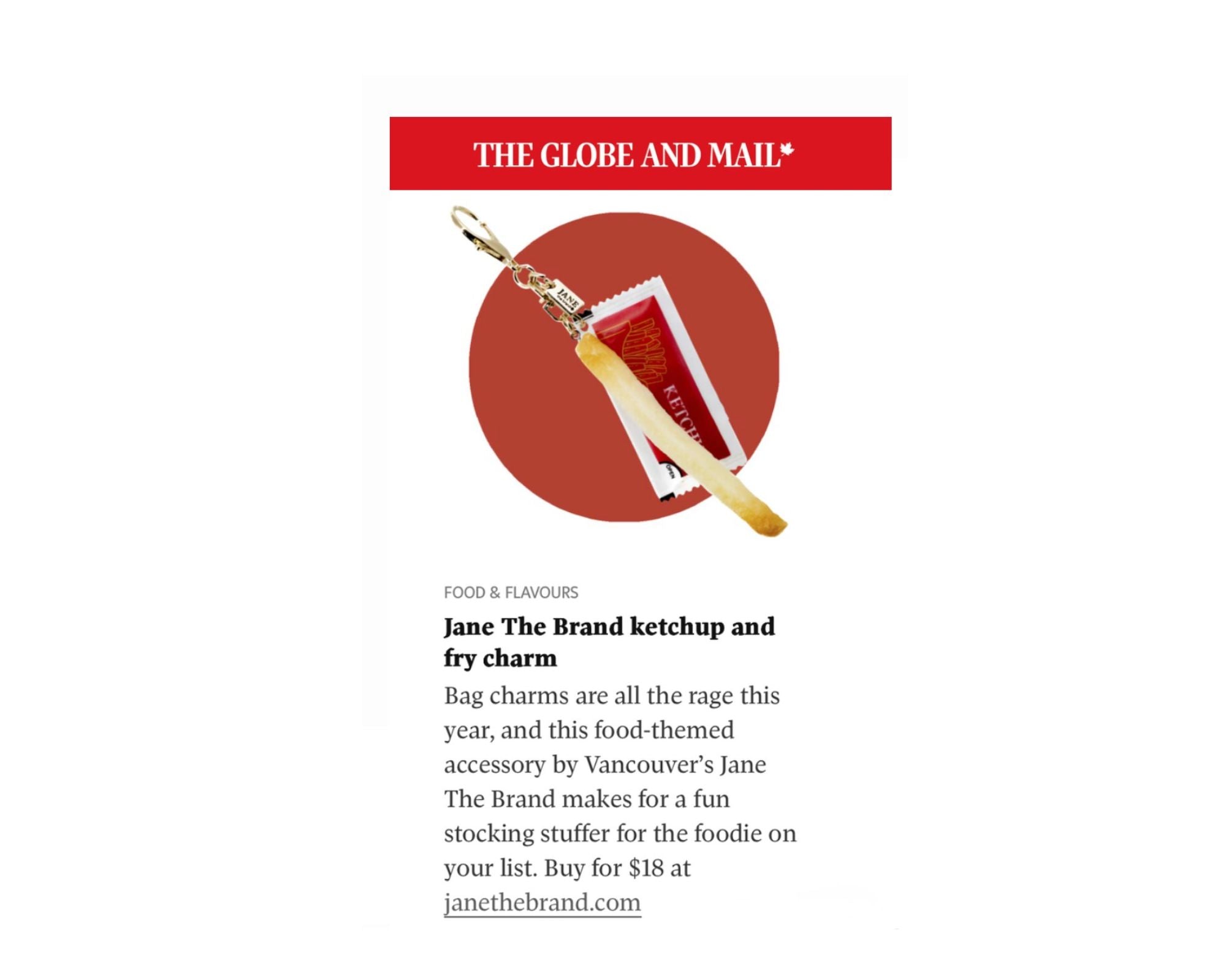 The Glove and Mail Gift Guide Jane The Brand Charms Ketchup and Fry Charm