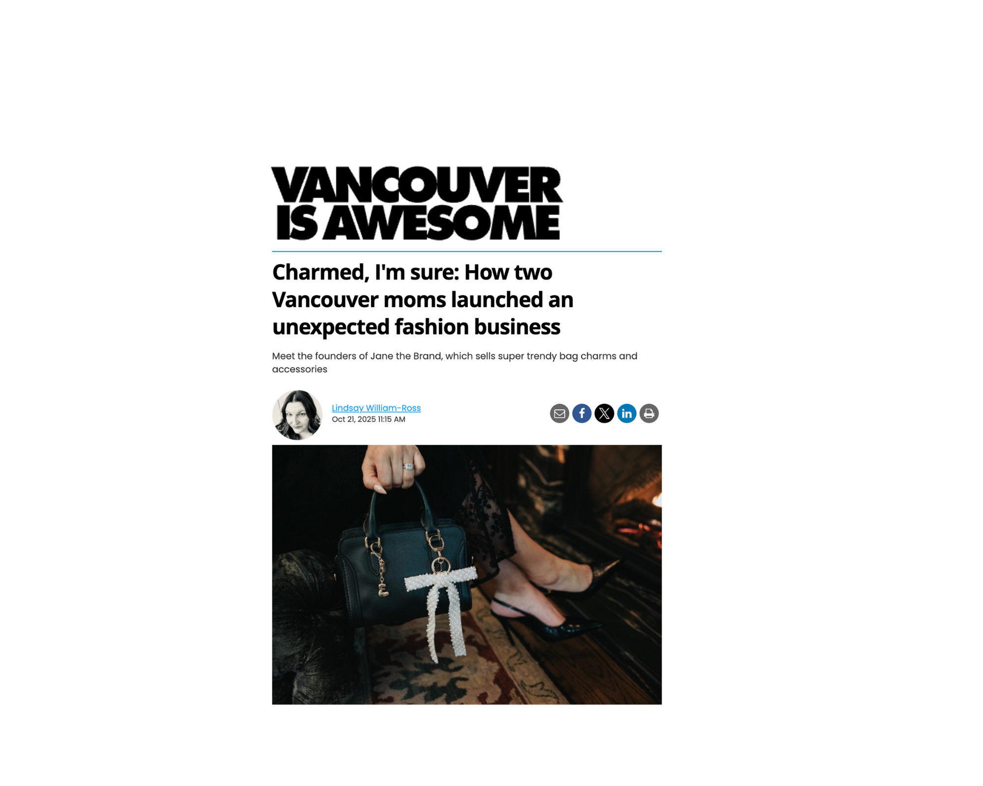 Vancouver is Awesome Article Charmed, I'm sure: How two Vancouver moms launched an unexpected fashion business