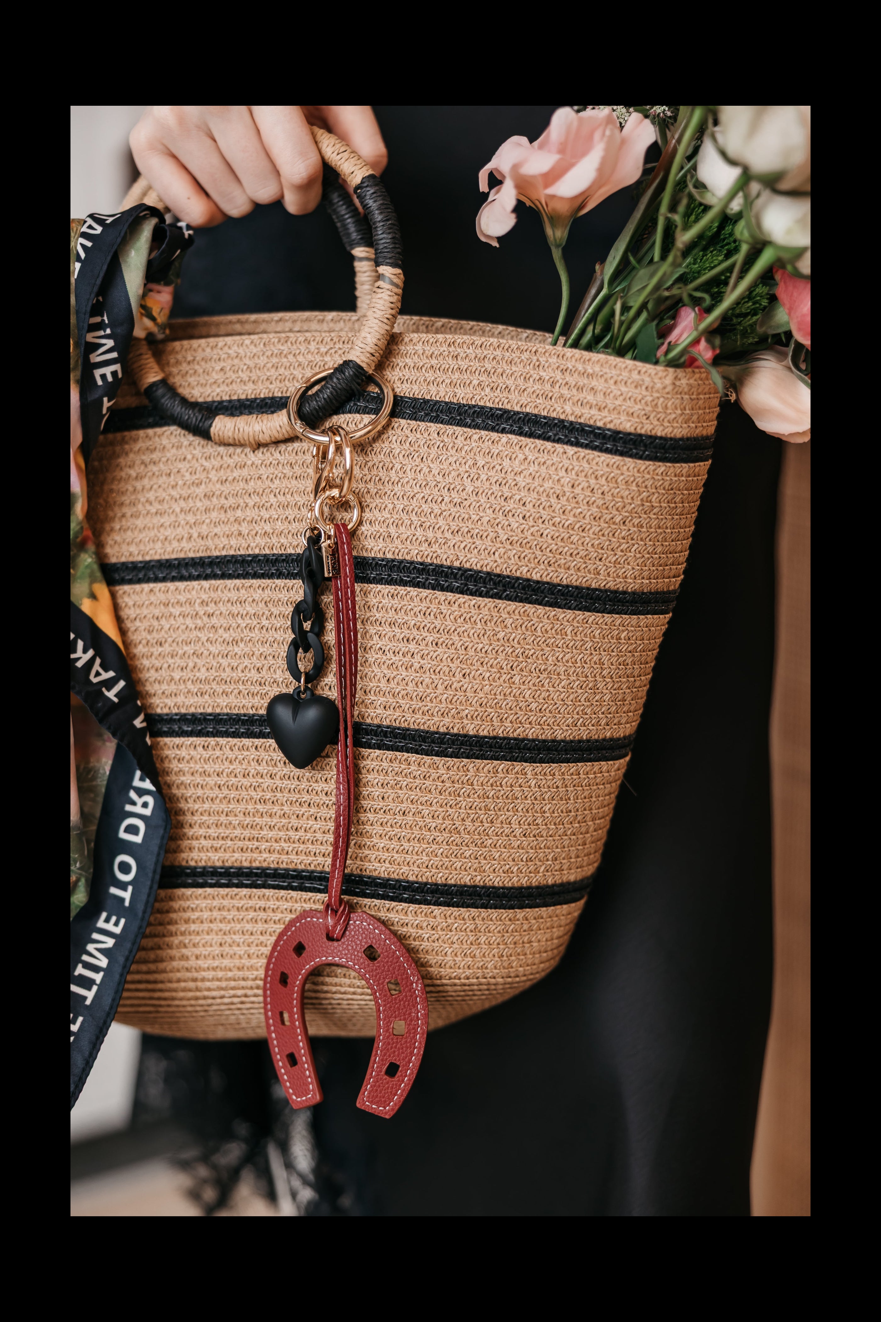 Faux Leather Horseshoe Charm in Dark Pink
