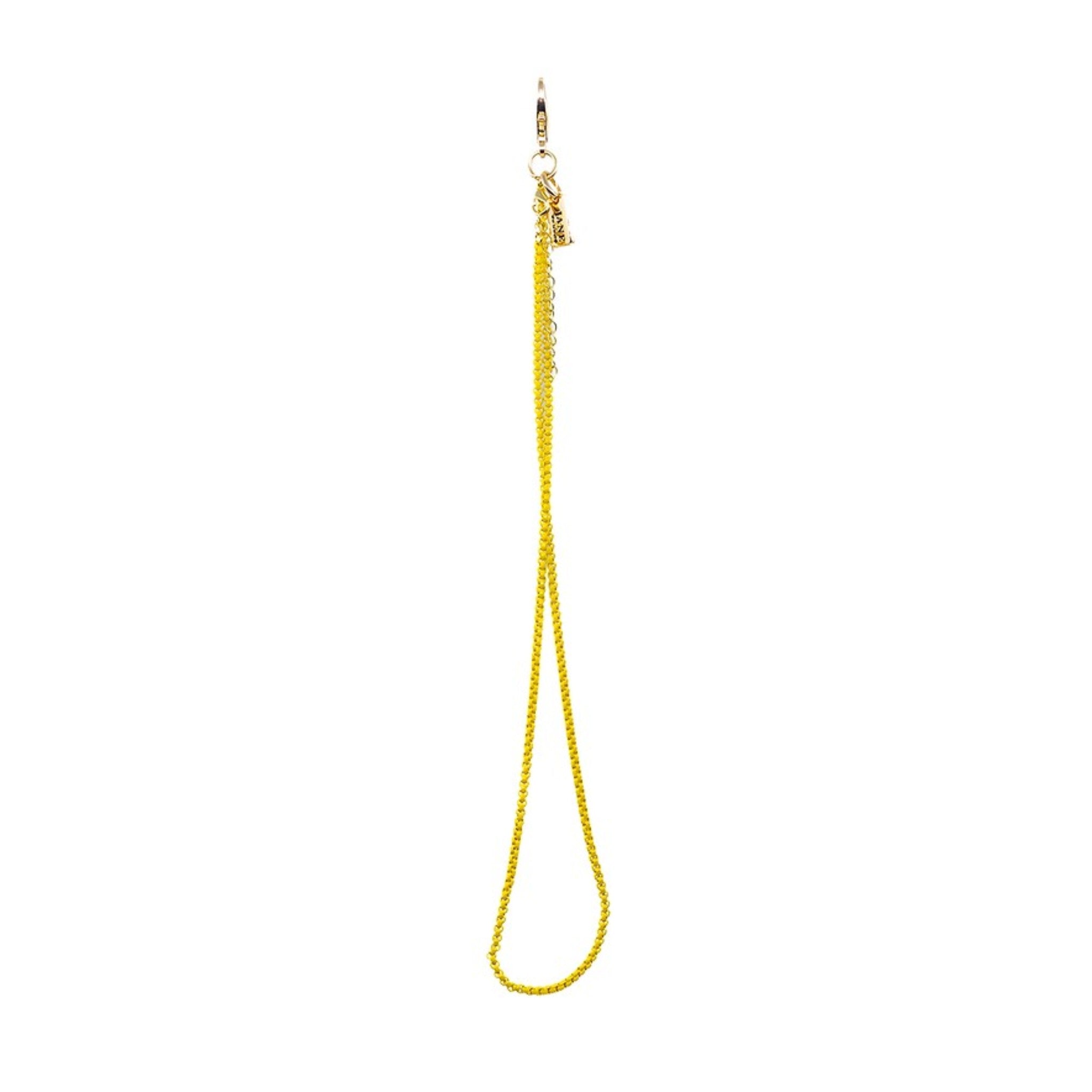 Elevate your outfit with this vibrant yellow box chain. Its bold colour and sleek design add a modern flair to your bag. Wrap or hang it or use it to hang other charms from it. It's the perfect way to achieve the messy bag charm look.