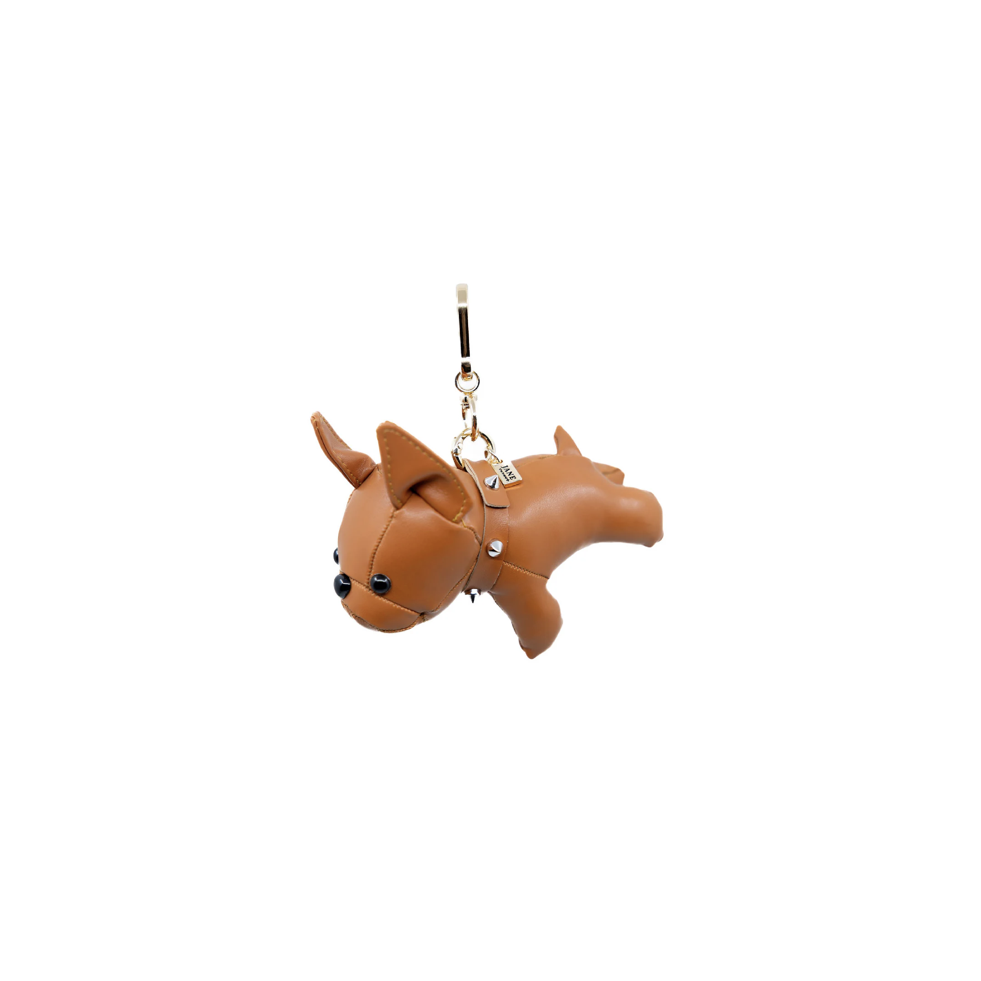 Faux Leather Bulldog Charm in Brown