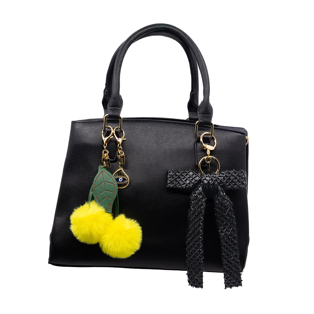 Add a touch of elegance to your accessories with this black beaded cross-stitch bow charm. Its intricate design and shimmering beads bring a refined and sophisticated flair to your bag or keychain. Perfect for those who appreciate timeless beauty and understated glamour.