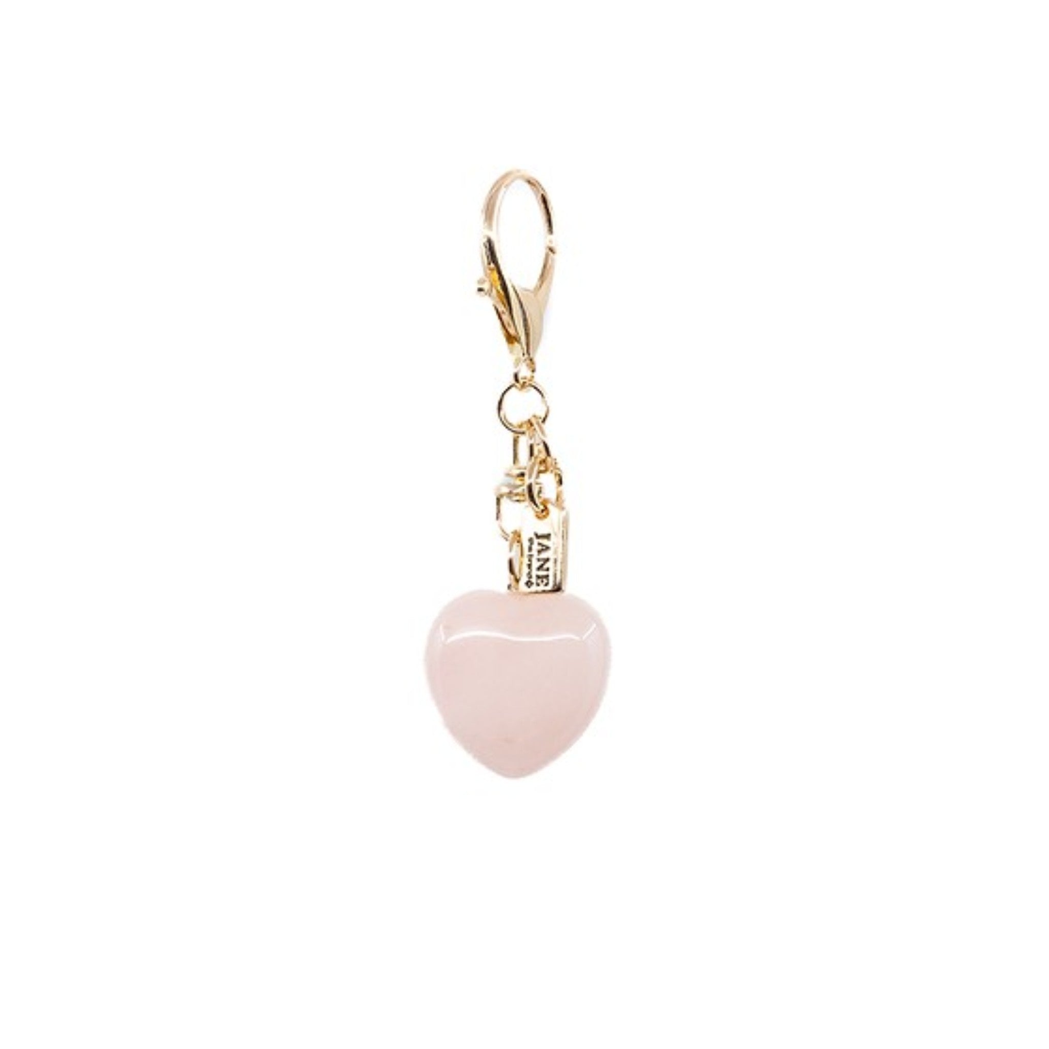 Add a pop of colour to your accessories with this pink and white heart stone charm. Its dual-tone design brings a romantic flair, making it a perfect addition to your bag. The heart shape symbolizes love and affection, adding a meaningful touch to your ensemble.