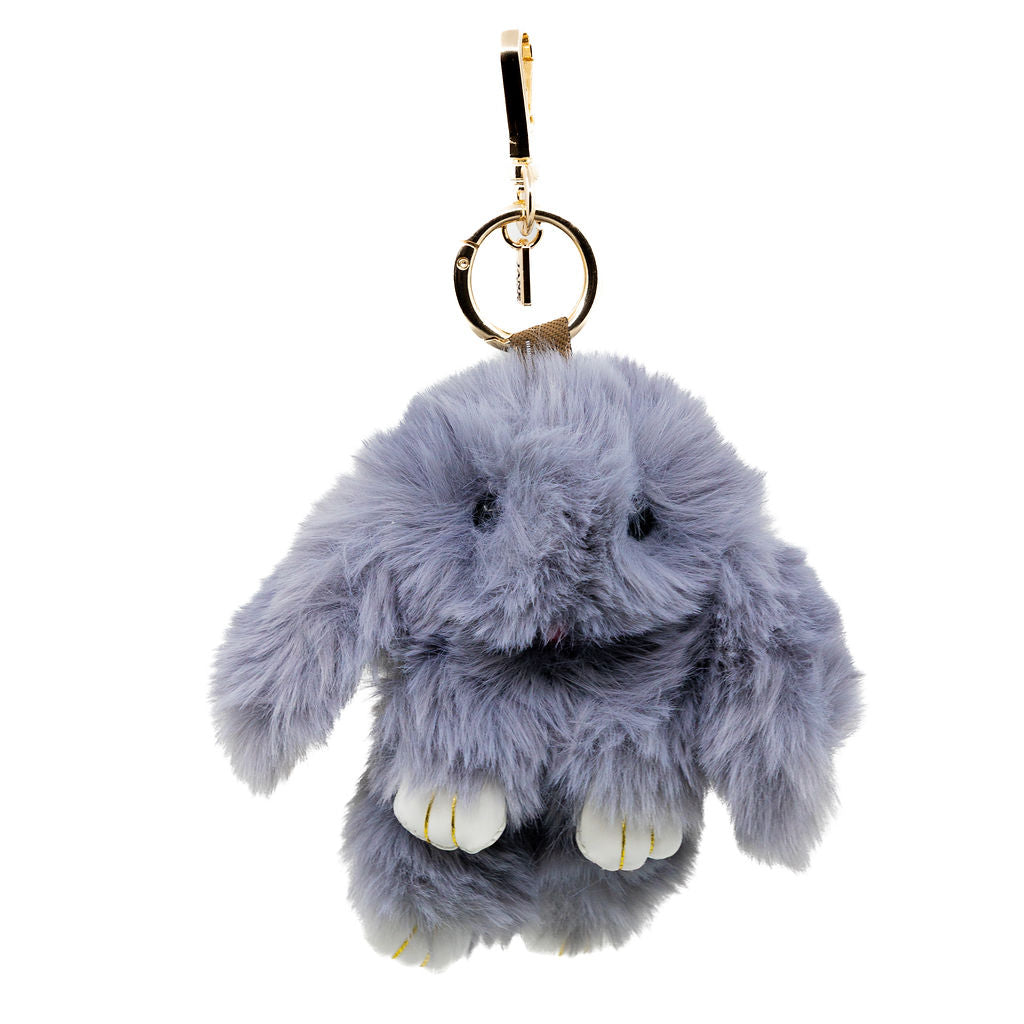 The same cozy softness as our white bunny—now in a smoky grey hue. Perfect for neutral-toned bags.