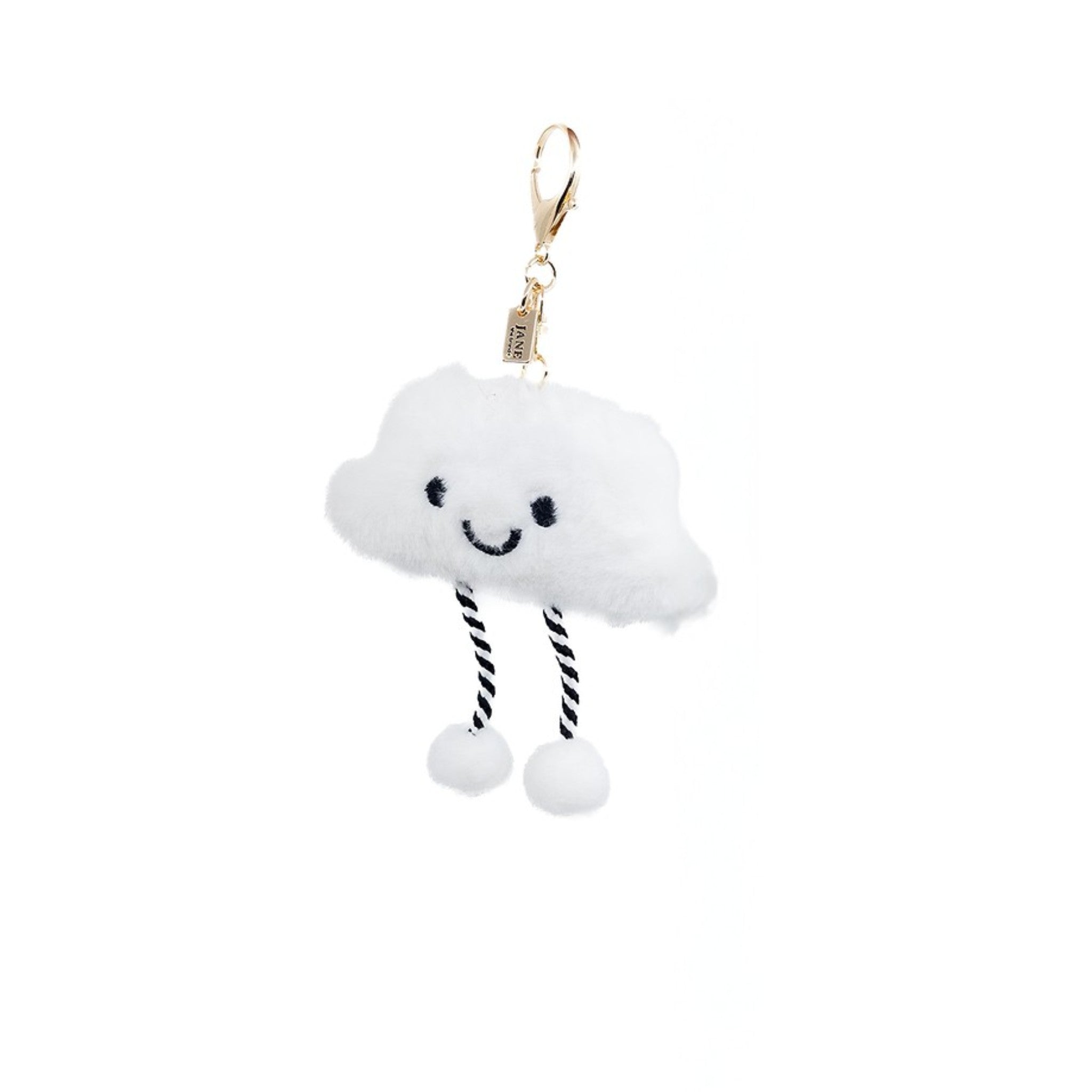 Embrace comfort with this plush cloud charm. Its soft texture and joyful face bring a cozy touch to your accessories, making it a perfect companion for your bag.