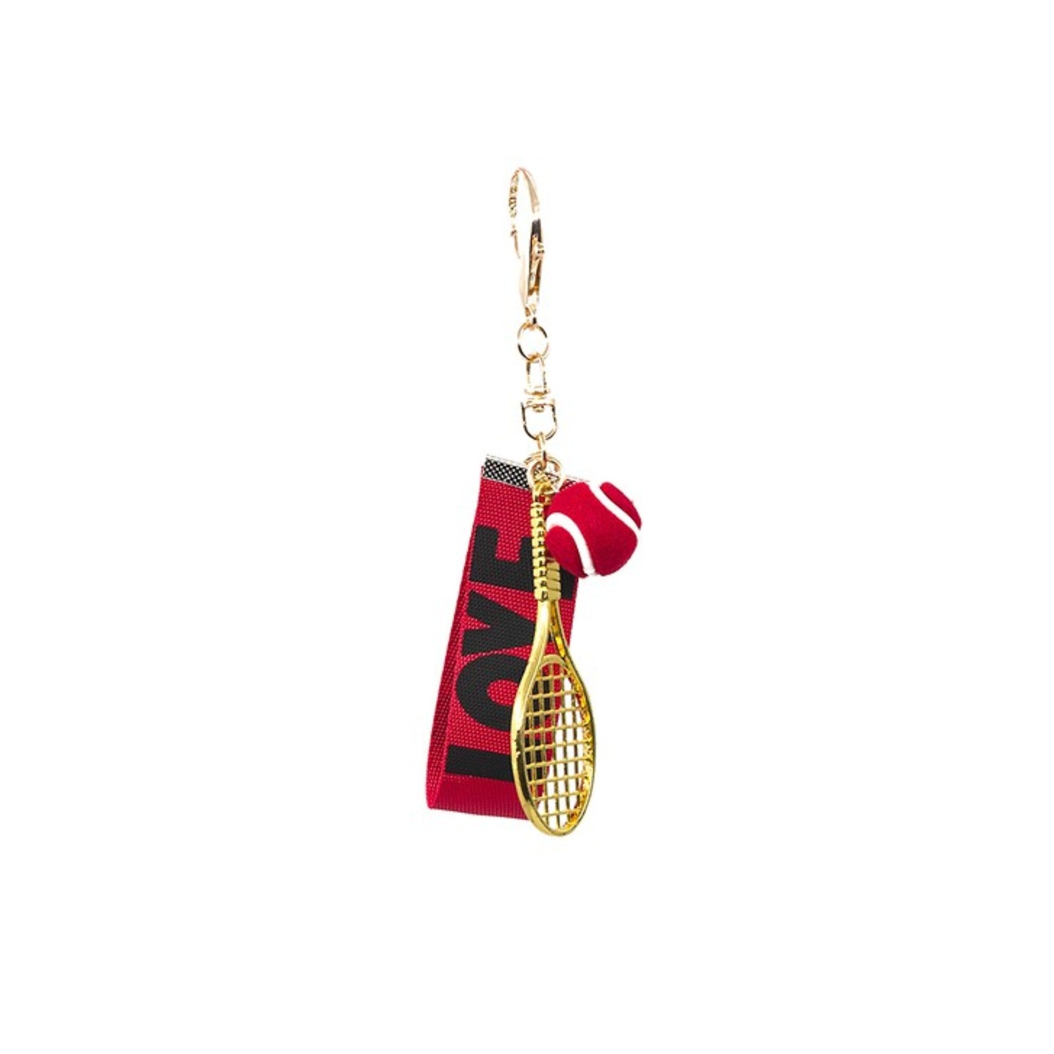 This bold red metal tennis racket charm exudes strength and energy. Its vibrant colour and sleek design make it a standout piece, perfect for adding a touch of athletic flair to your accessories.
