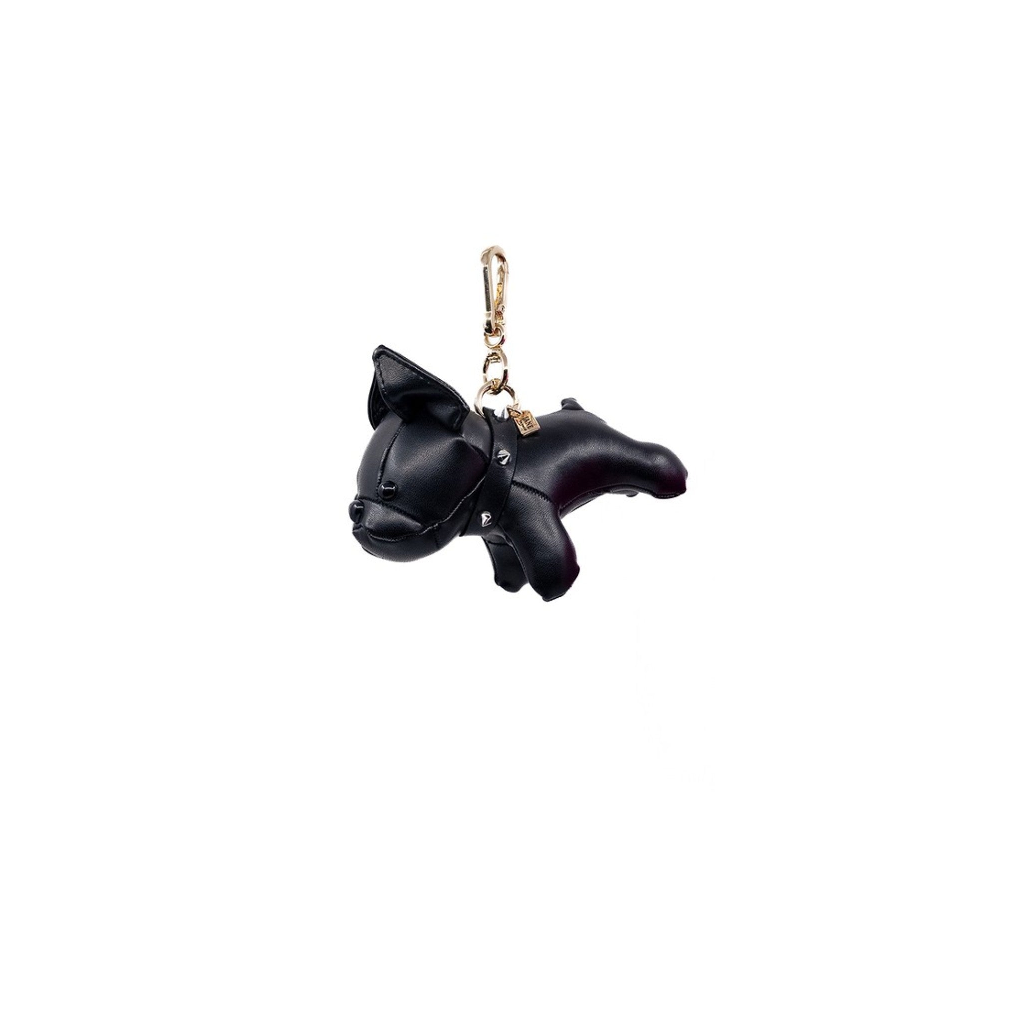 Faux Leather Bulldog Charm in Black