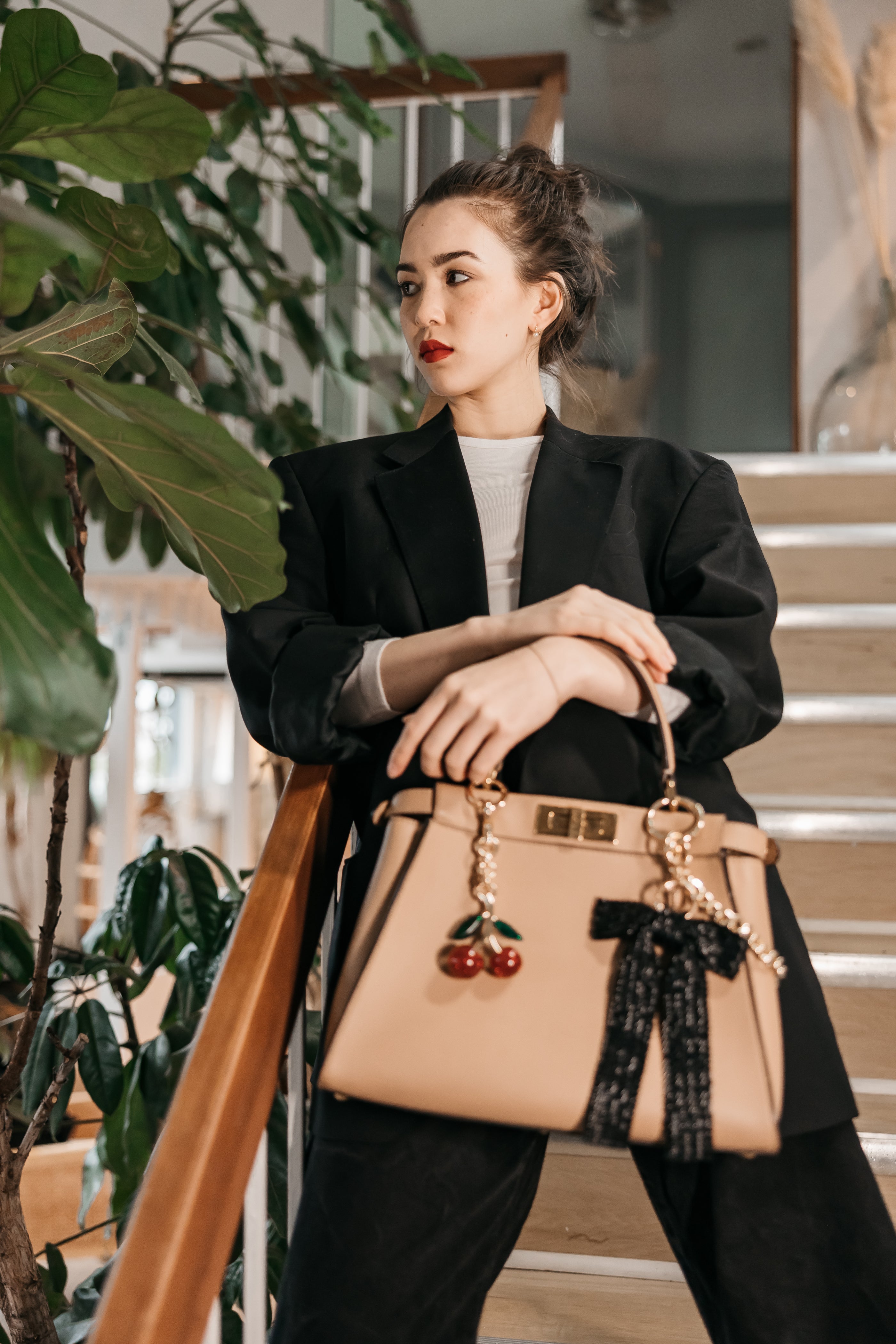 Cross Stitch Beaded Bow in Black