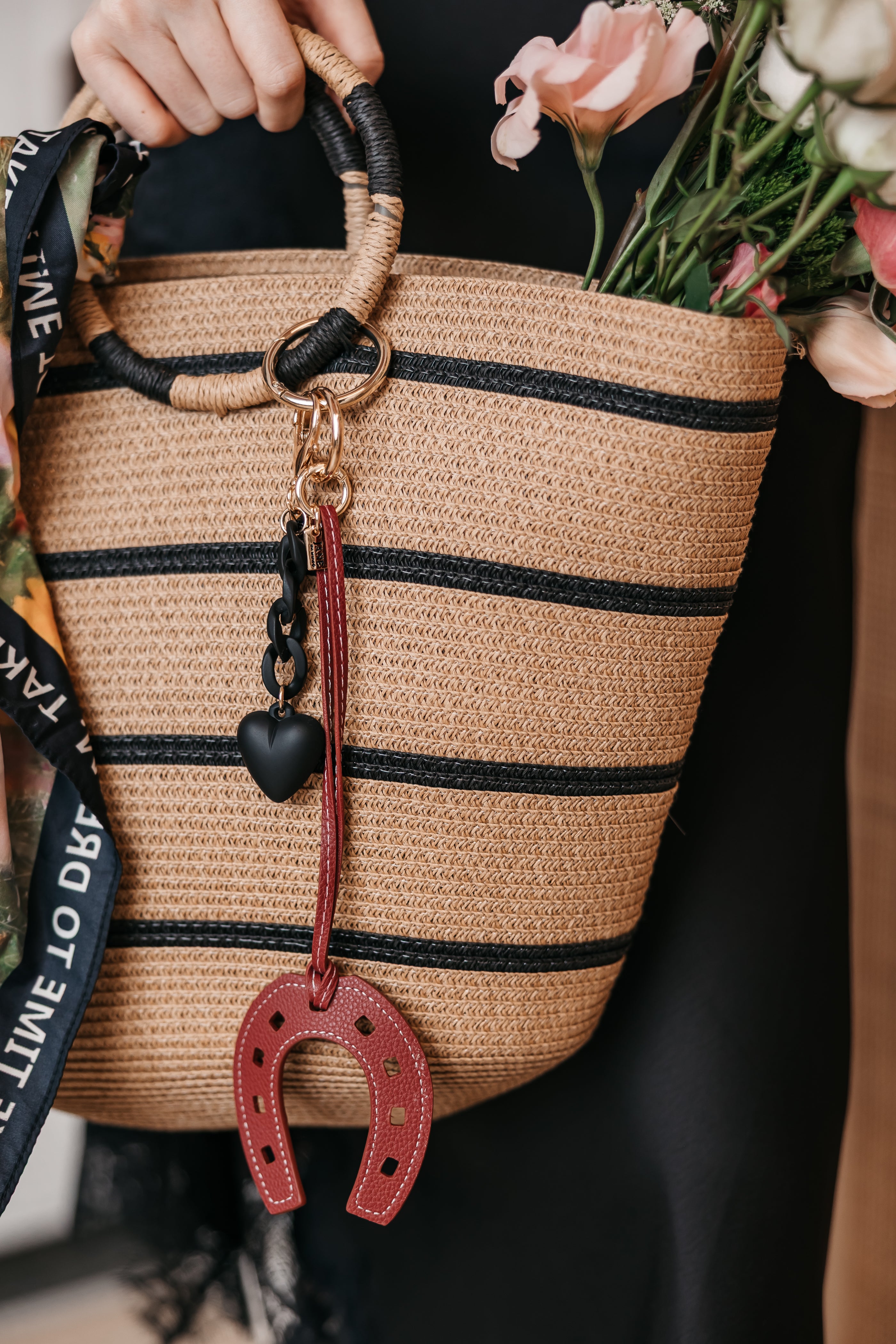 Faux Leather Horseshoe Charm in Dark Pink
