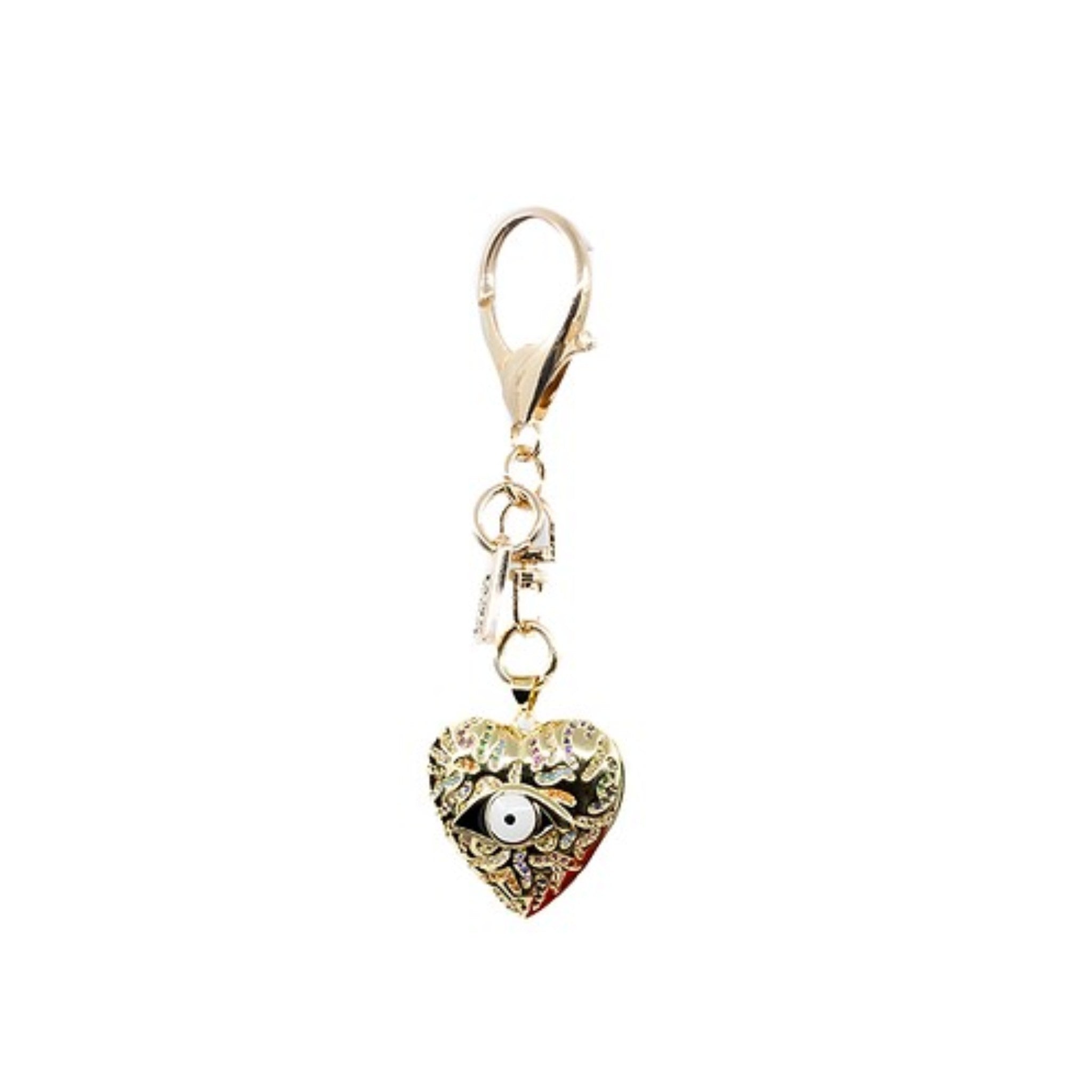 Embrace protection and positivity with this gold 3D heart evil eye charm. The intricate design and shimmering finish bring a meaningful touch to your accessories, symbolizing good fortune and spiritual well-being. A stylish way to carry positive energy with you.