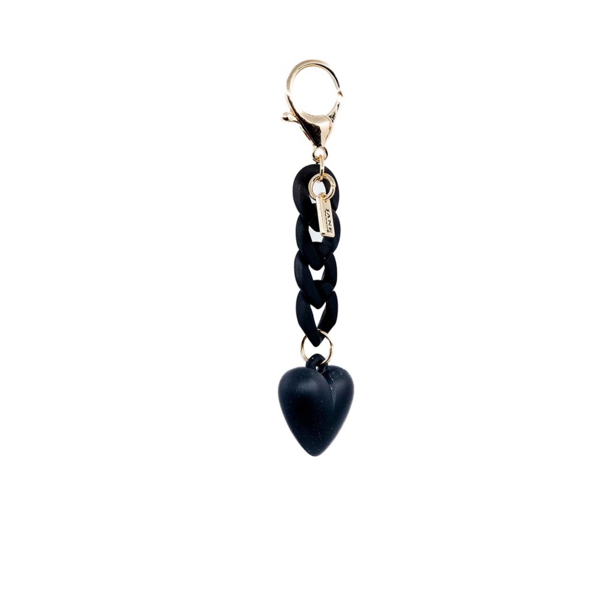 Symbolize enduring love with this black chain-link heart charm. Its bold design and timeless appeal make it a standout piece, ideal for adding a meaningful touch to your accessories.