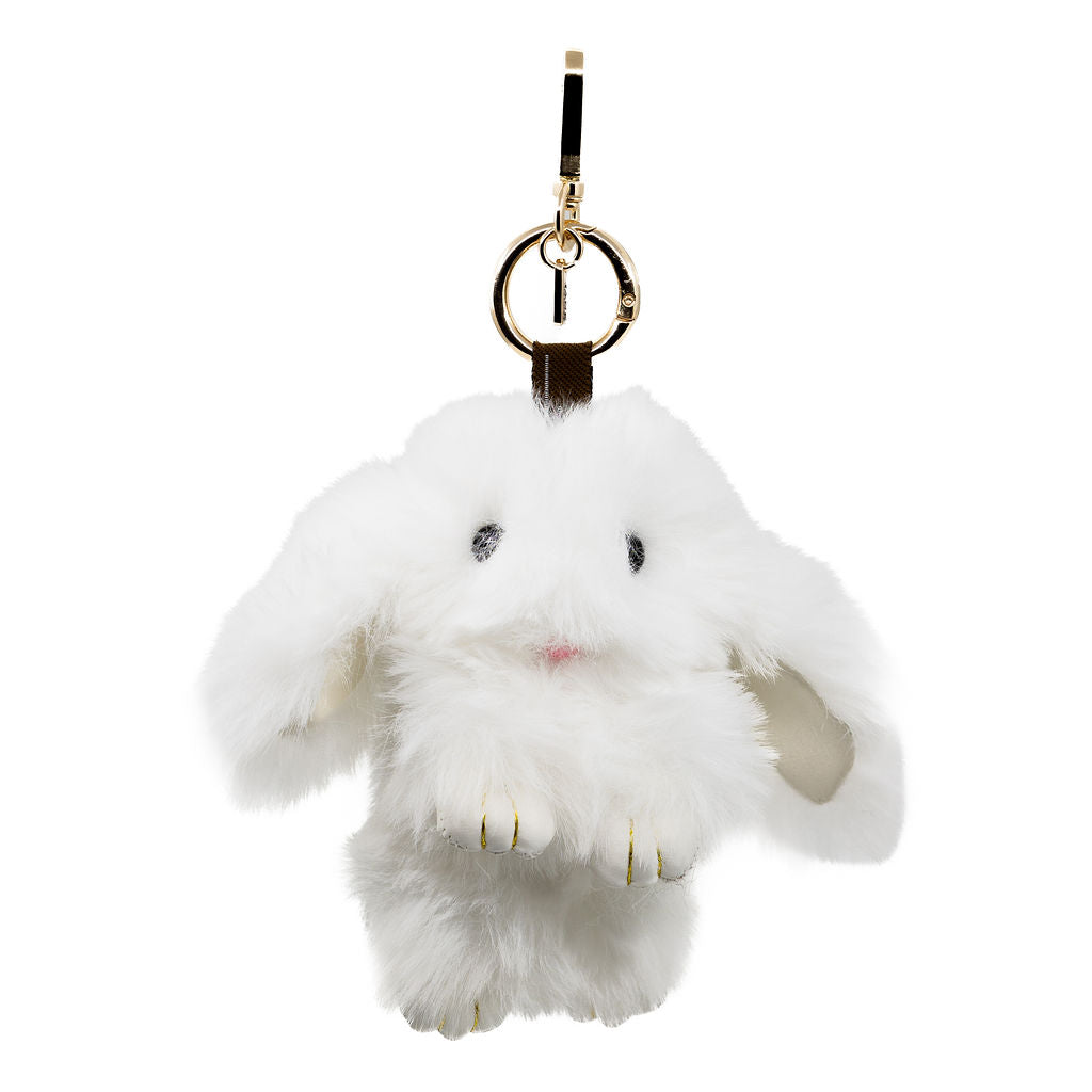 Snuggle up to our softest charm yet. This fluffy white bunny brings a cozy, luxe feel with its ultra-soft fur and floppy ears—perfect for where ever your day brings you.