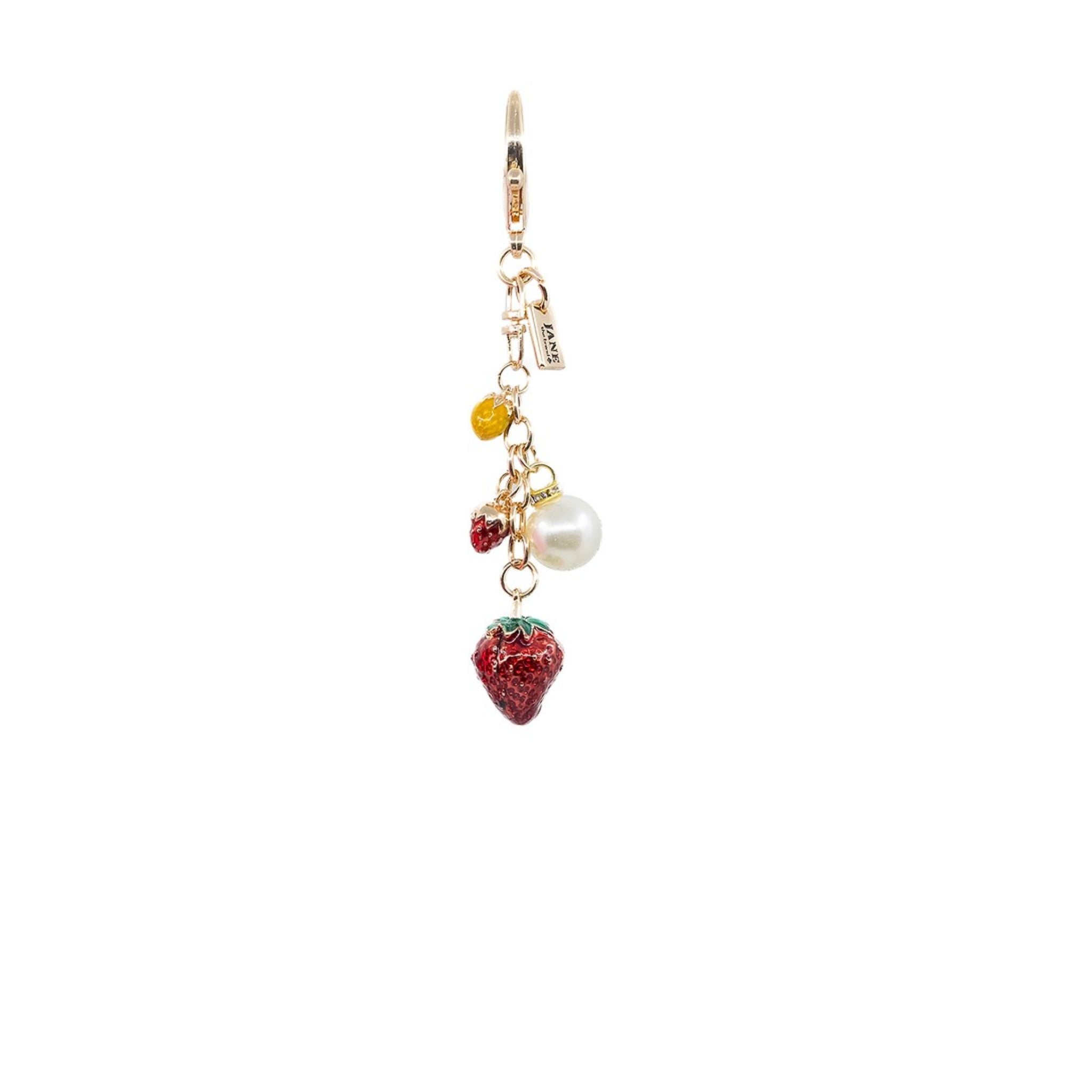This delightful metal strawberry tassel charm brings a sweet and fruity flair to your collection. Its intricate design and vibrant colour add a whimsical touch to any accessory.