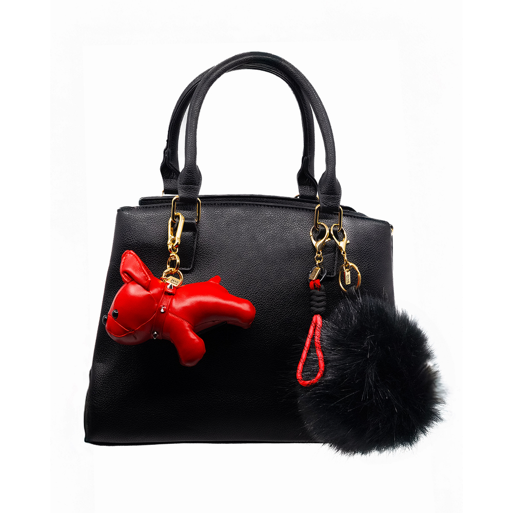 Showcase your bold spirit with this red bulldog charm. Its vibrant hue and fierce expression symbolize courage and determination, making it a standout addition to your bag. 