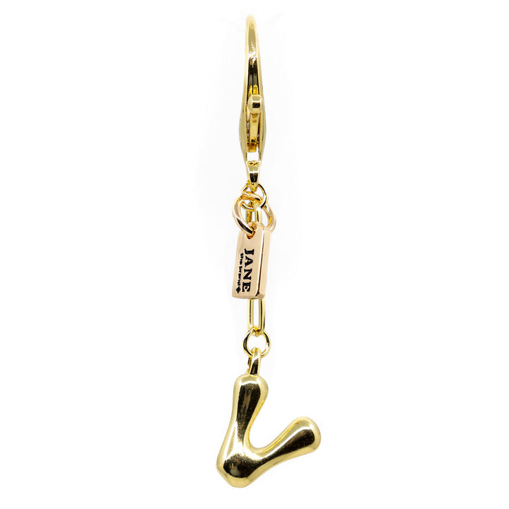 V - Bubble Letter Charm