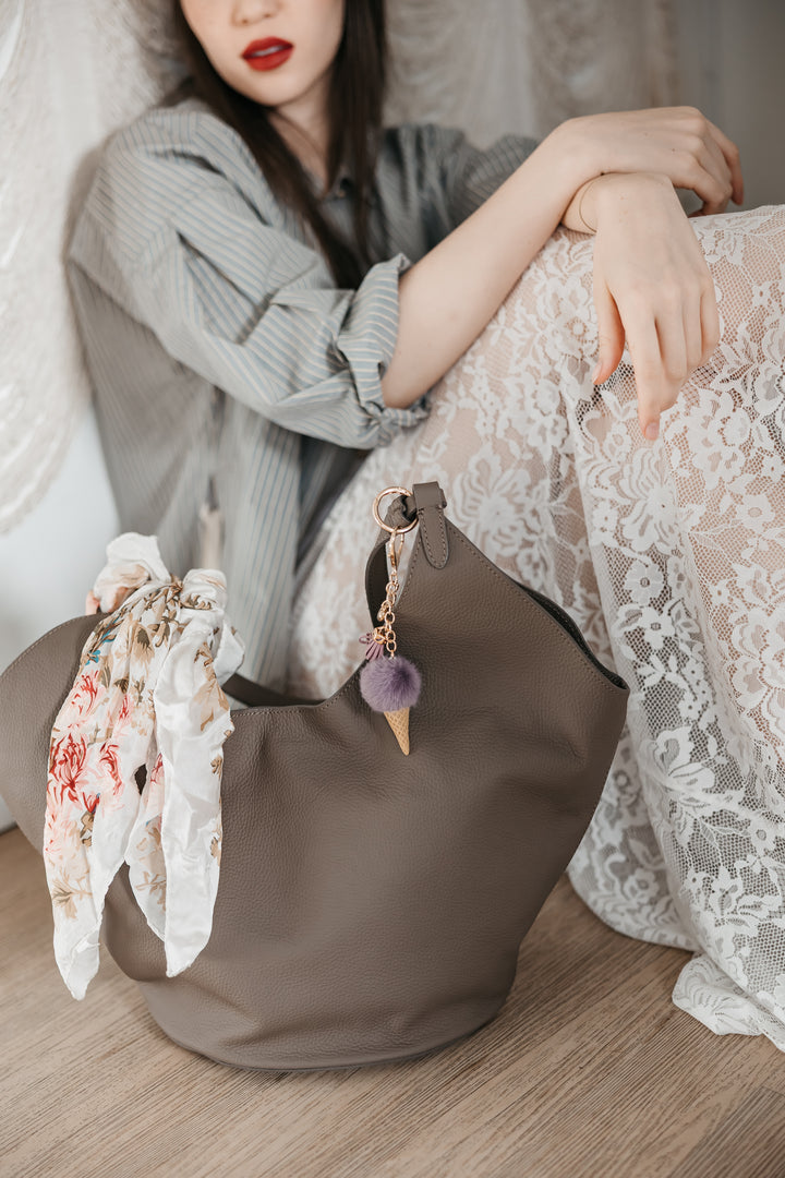 women with bag with ice cream charm