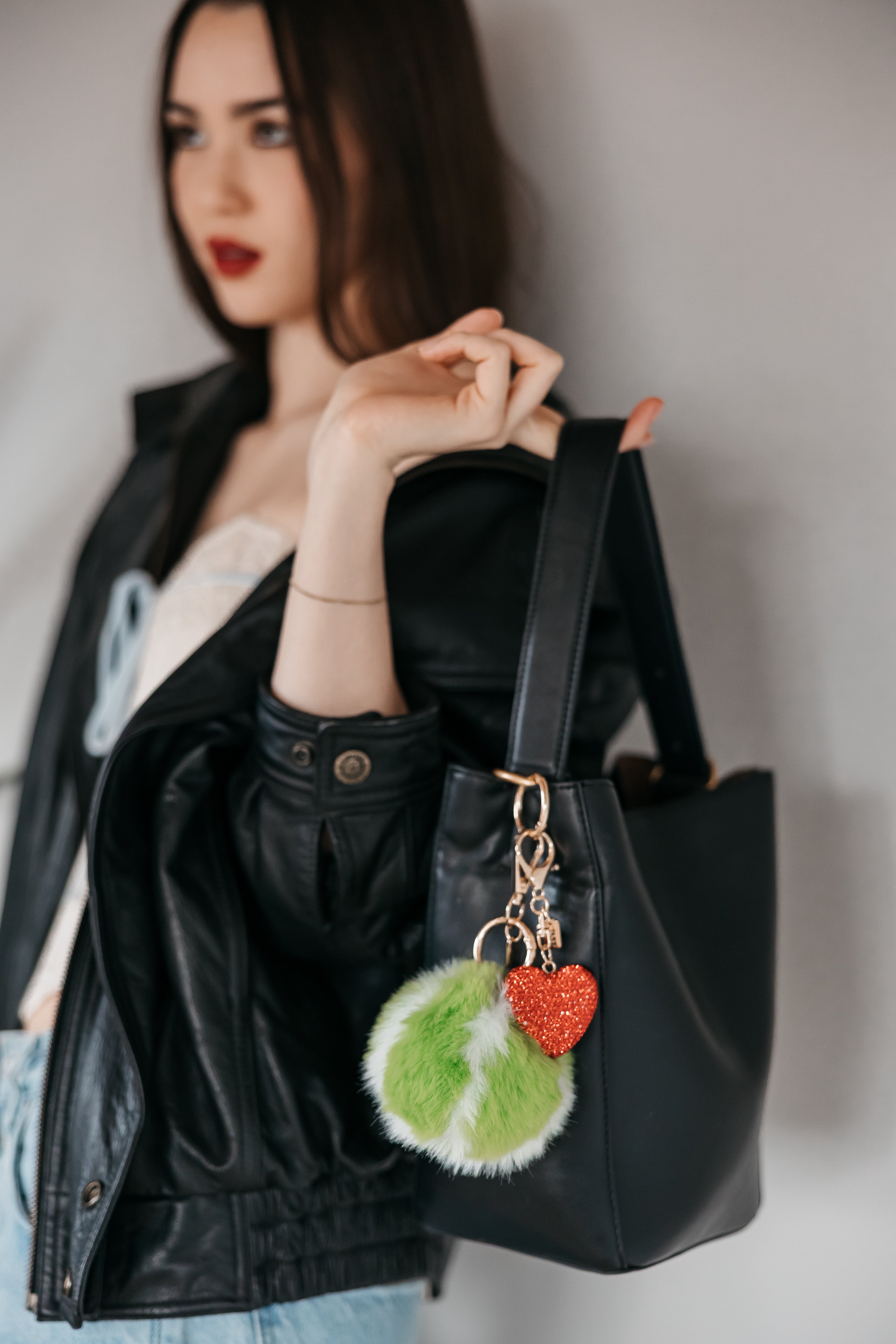 Metal Sparkle Heart Charm in Red